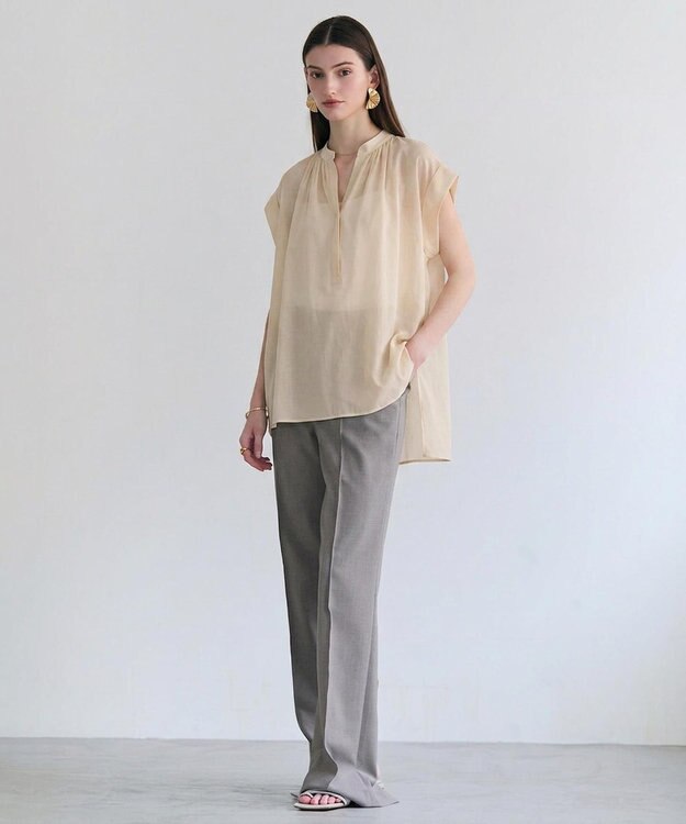 BEIGE， BAC / コットンシアー ギャザーブラウス Peach