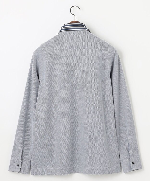 JOSEPH ABBOUD 【キングサイズ・消臭などの高機能】オーガニックコットン ダディ 長袖 ポロシャツ ブルー系