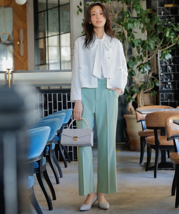 ANY SIS 褒めらレディストレッチ セミフレア テーパードパンツ ミント