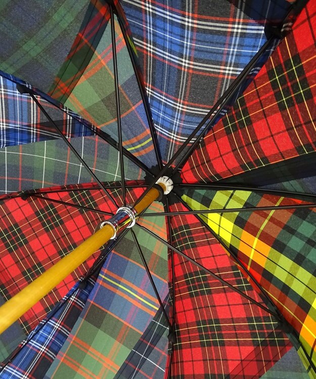 +RING 【限定/日本製】晴雨兼用傘（長ショート）チェック CHK SR282 マルチカラー