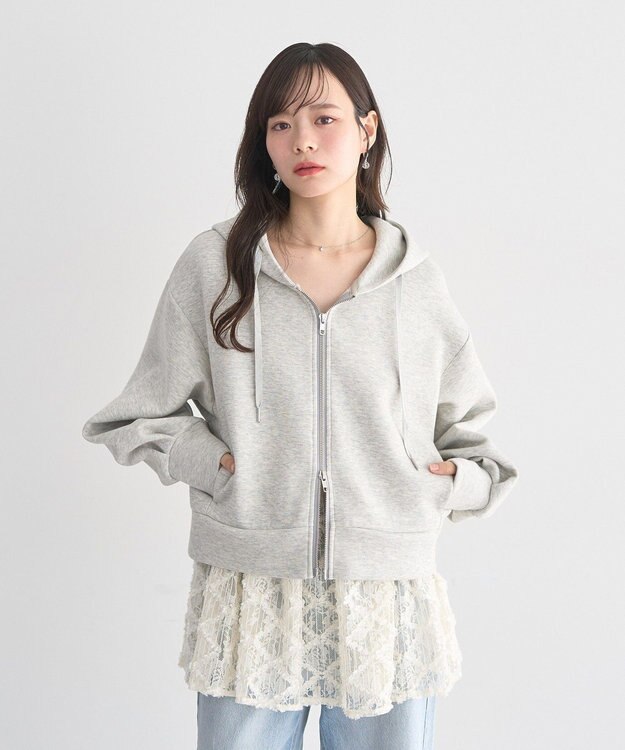 earth music&ecology エアもちフーディブルゾン Gray Mixture