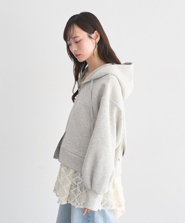 earth music&ecology エアもちフーディブルゾン Gray Mixture