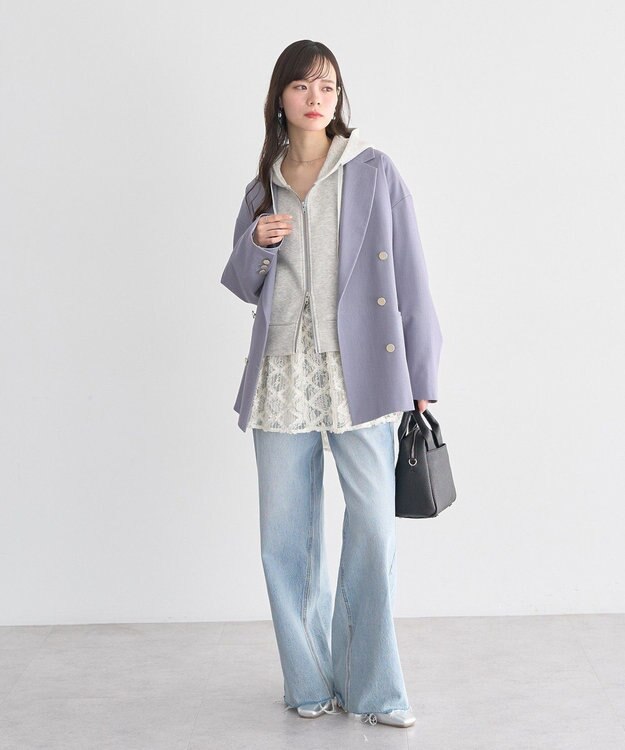 earth music&ecology エアもちフーディブルゾン Gray Mixture