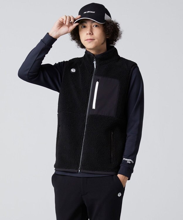 PW CIRCULUS 【MEN】【撥水/防風】ボア ジップアップ ベスト ブラック系