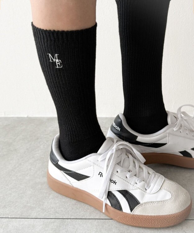 WEGO 刺繍ロゴローゲージゆるリブソックス ブラック