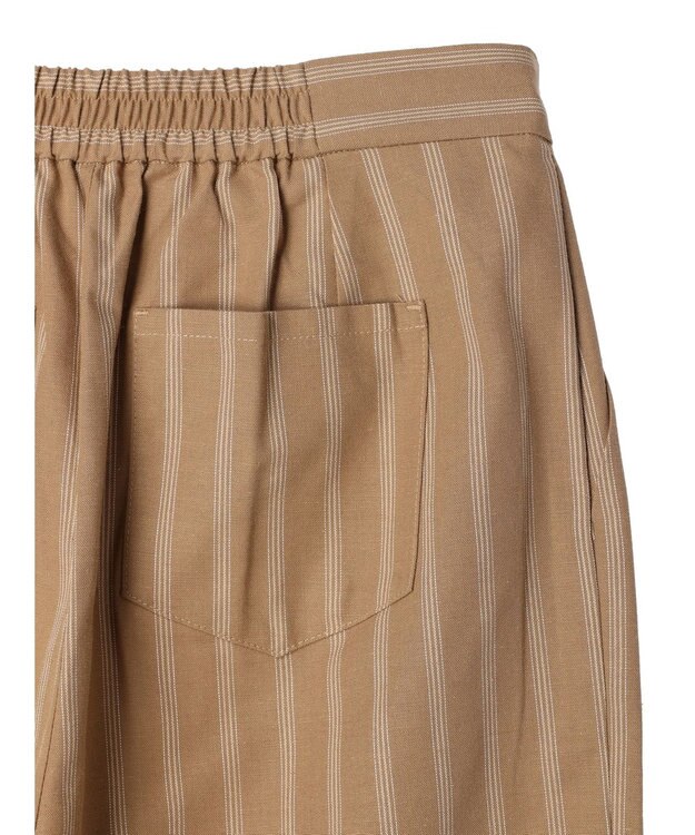 Green Parks 綿麻混タックストレートワイドパンツ Stripe