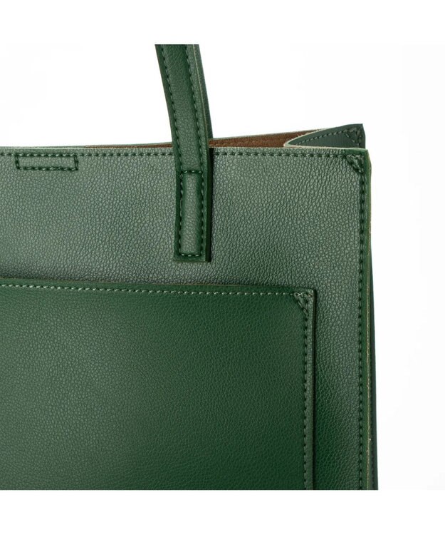 UNBILLION cachecache WEB限定シンセティックレザーフロントポケットトート グリーン