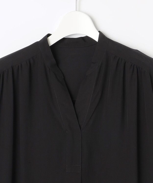 自由区 S 【接触冷感・UVケア・抗菌防臭・洗える】リヨセルポプリンシャツ ワンピース ブラック