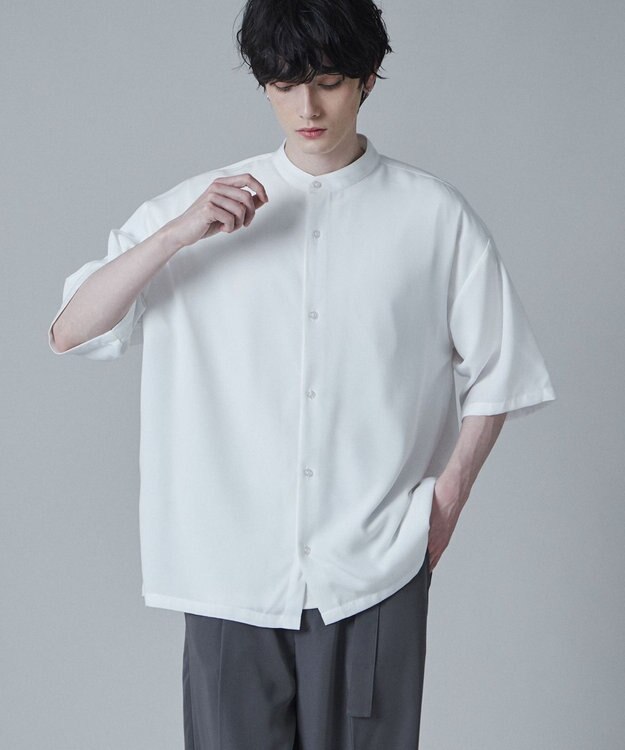 WEGO トロミBIGバンドカラーシャツ（S） ホワイト