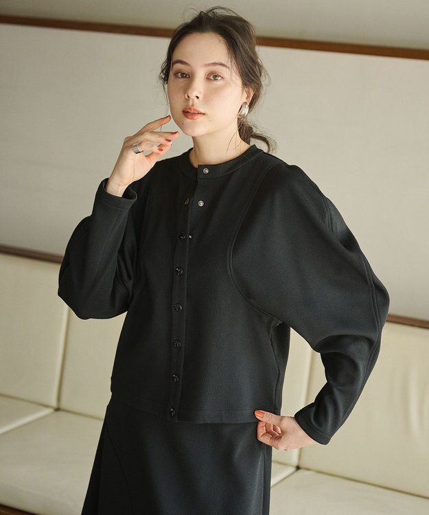 #Newans ラウンドスリーブカーディガン ブラック