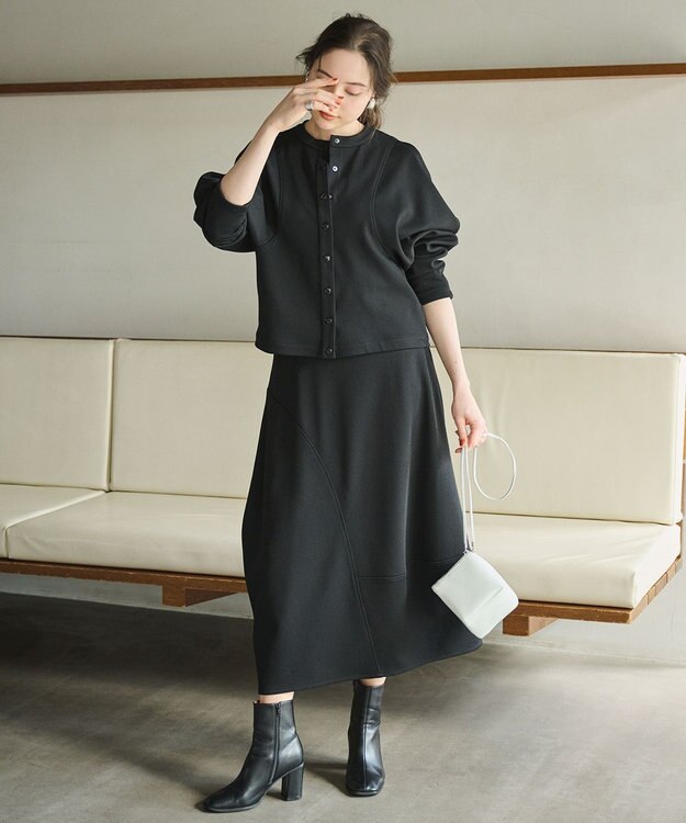 #Newans ラウンドスリーブカーディガン ブラック