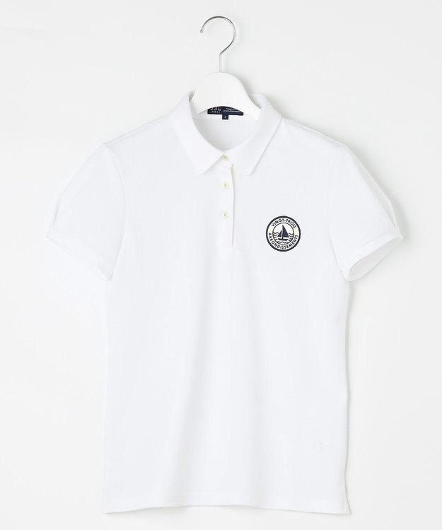 23区GOLF 【WOMEN】【UVケア】ストレッチタックジャガード 半袖シャツ 通気性に優れて涼やか！ ホワイト系