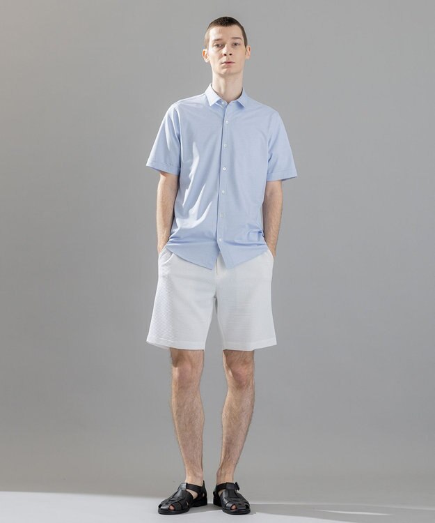 JOSEPH HOMME 新素材【洗える/ストレッチ】ハイゲージコットンジャージー 　レギュラーカラーシャツ サックスブルー系