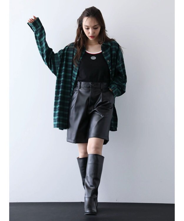 Green Parks ＥＧＯＩＳＴ　チェックロゴシャツチュニック Green