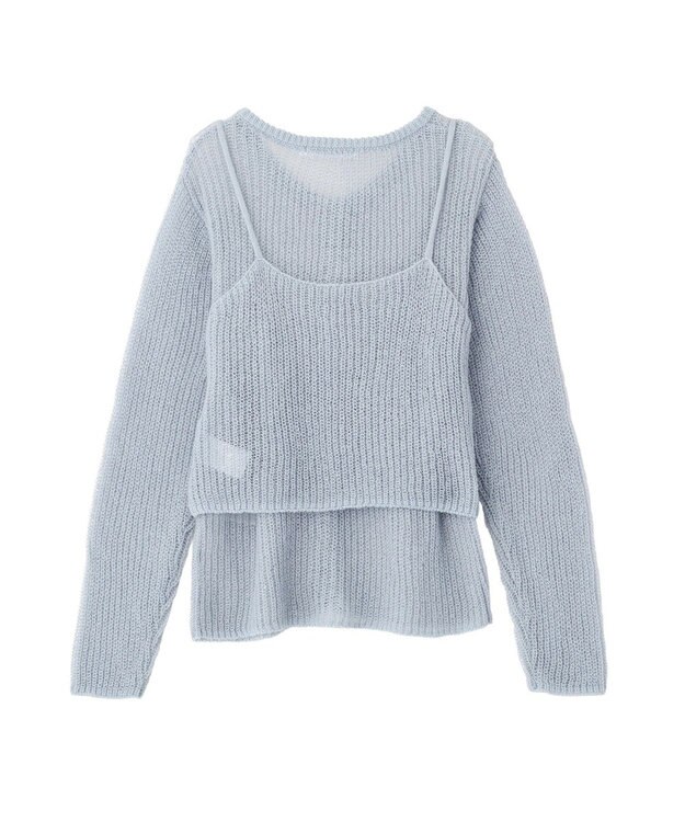 AMERICAN HOLIC 甘編みキャミカーディガンセット Sax