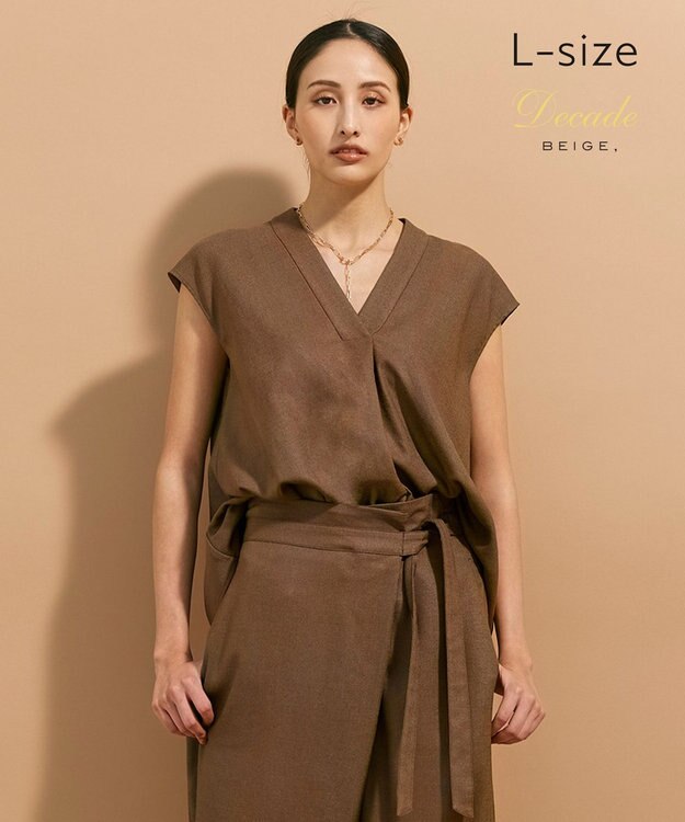 BEIGE， 【L-size】CAROLE / ペプラムブラウス Mocha