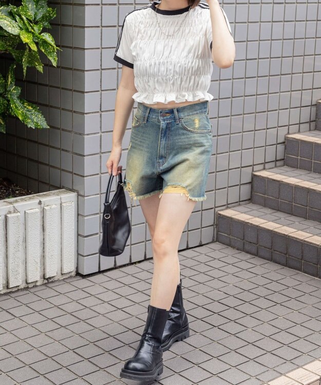 WEGO ダメージデニムショートパンツ デニム