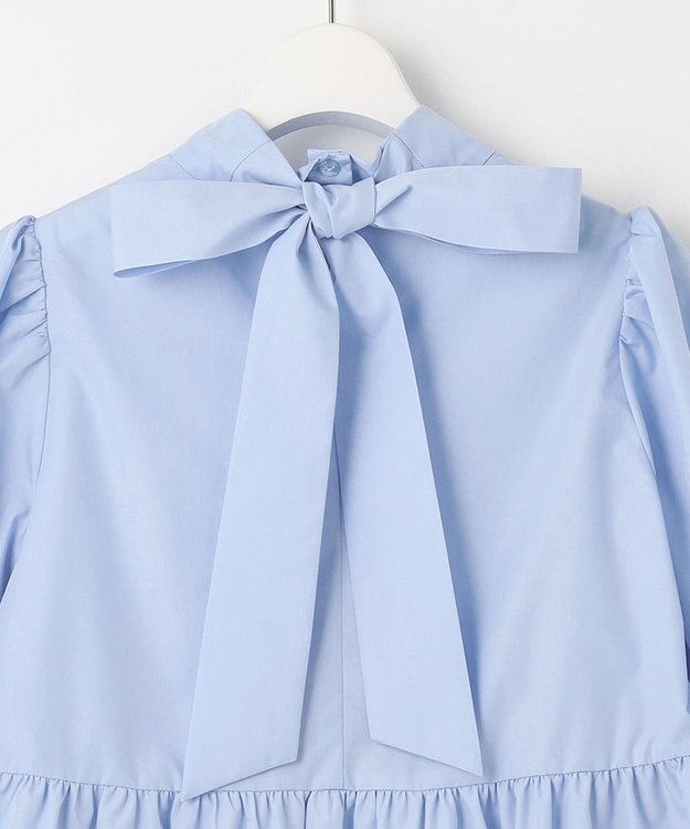 Feroux 【新色追加・ONWARD CROSSET MAG掲載】バックリボンパフスリーブ ブラウス スカイブルー系