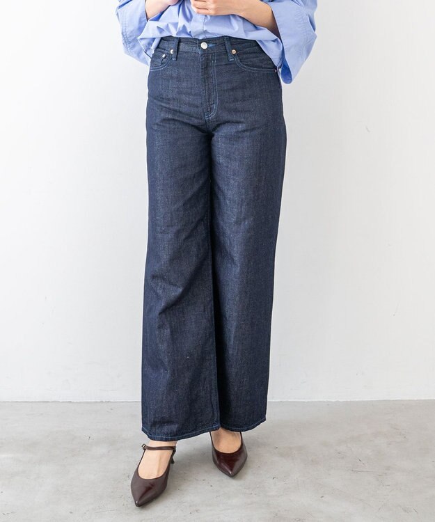 caqu FS linen wide flare リネンワイドフレアデニム rinse