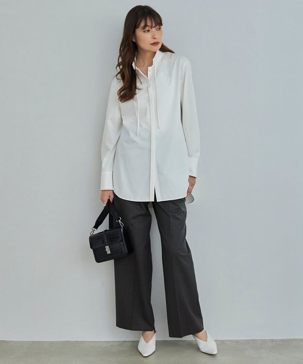 ICB 【洗える】 TWブロード ワイドストレートパンツ チャコール系