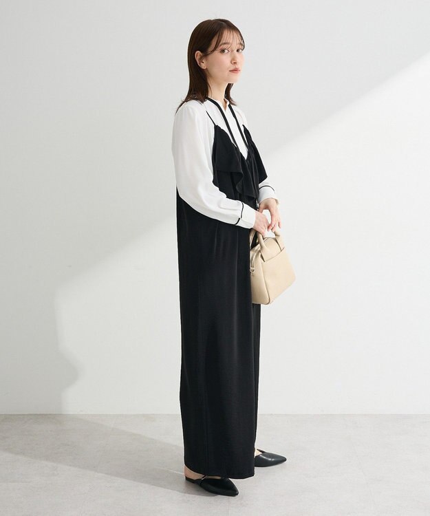 Green Parks フリルサロペット Black