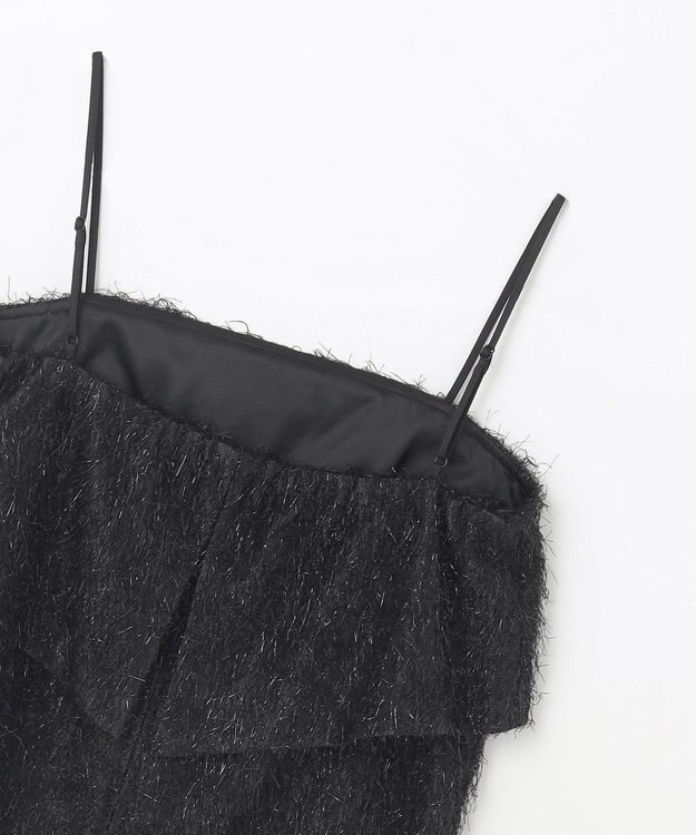 GRACE CONTINENTAL フリンジジャガードノースリーブ トップ ブラック