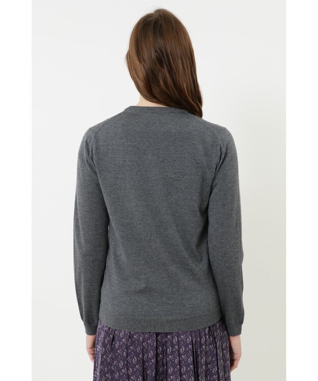 DAKS クルーネックウールニットカーディガン グレー