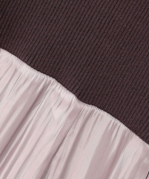 ANY SIS 【洗える】オーロラサテンコンビ ワンピース ラベンダー×スレート