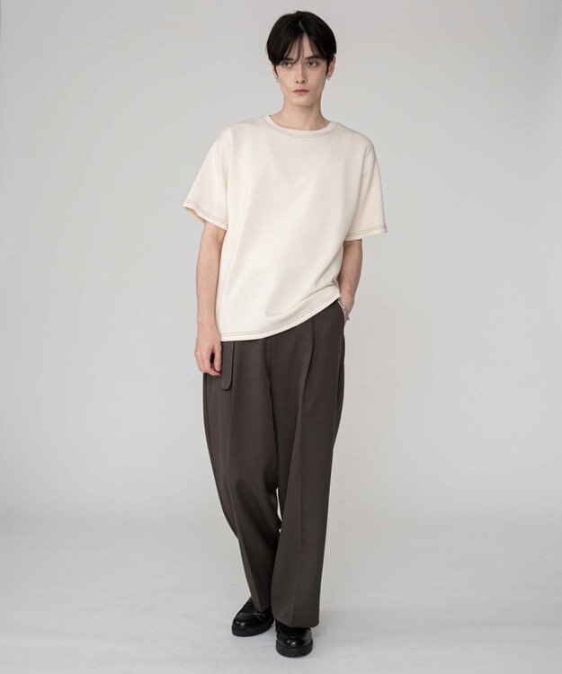 WEGO 【ユニセックス着用ITEM/MLサイズ展開】カラーステッチT（SS） オフホワイト