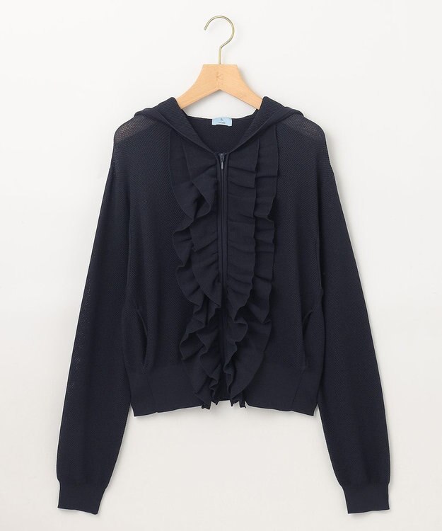組曲 【WEB限定】  シアーニットフリルパーカー ネイビー系
