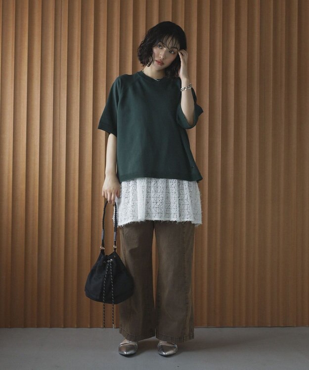 Green Parks トレーナー風ニットプルオーバー Green