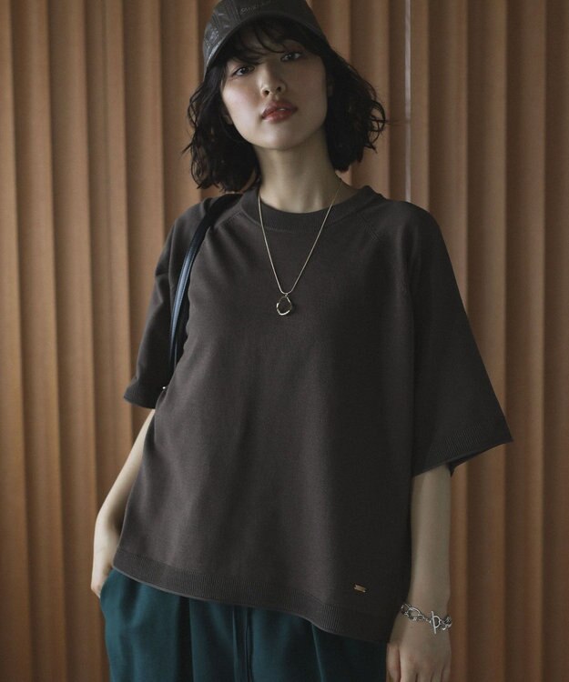 Green Parks トレーナー風ニットプルオーバー Brown