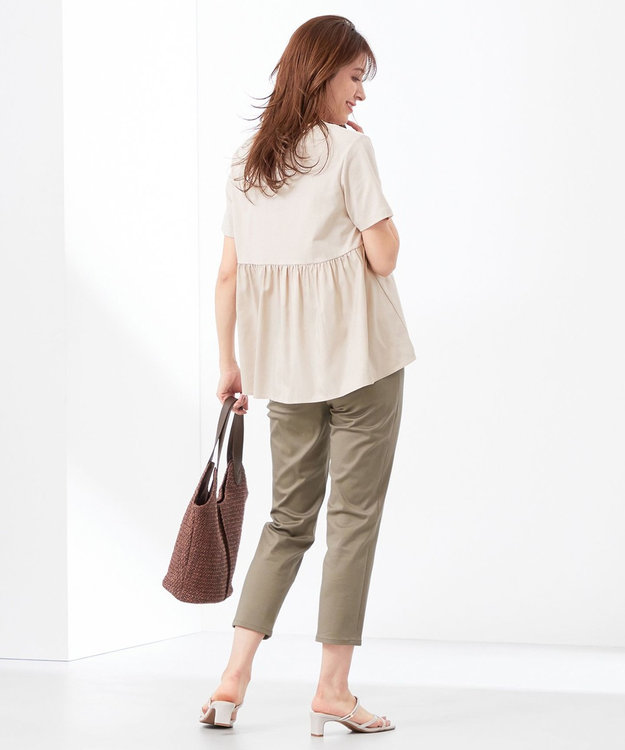 ANY SIS S 【WEB・一部店舗限定】サテンコンビ プルオーバー ローズグレー