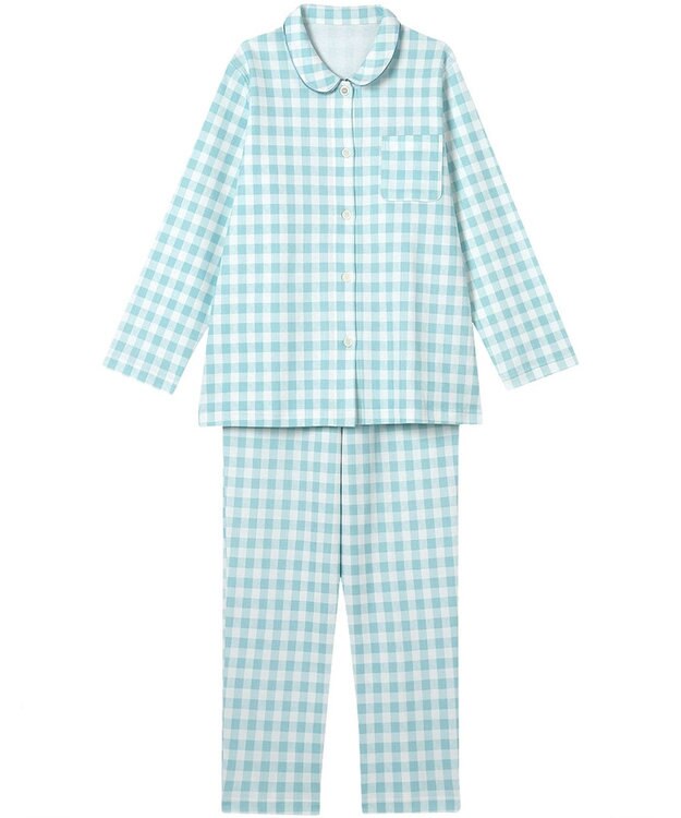 Wing パジャマ 長袖 長ズボン 綿混(本体) あったか レディース EP6017 ウイング／ワコール サックス