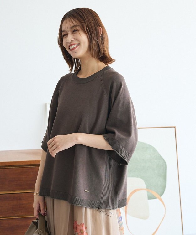 Green Parks トレーナー風ニットプルオーバー Brown