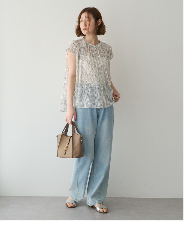 YECCA VECCA シアードット柄ブラウス Off White