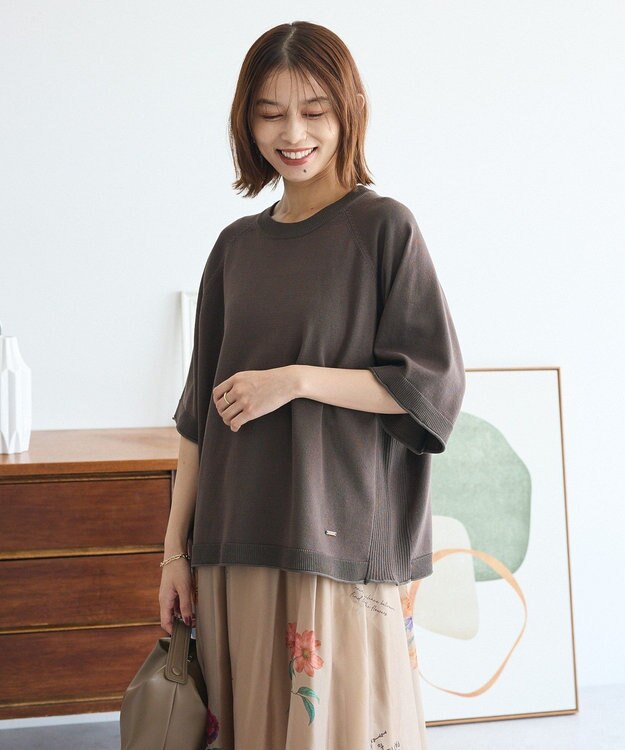 Green Parks トレーナー風ニットプルオーバー Brown