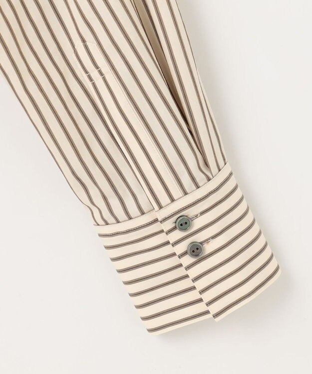 組曲 【ボウタイ付き】コンパクトシャーティング ストライプシャツ エクリュストライプ系1