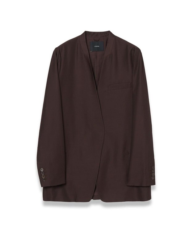 JOSEPH ソフトコットンシルク　ノーカラージャケット Ebony