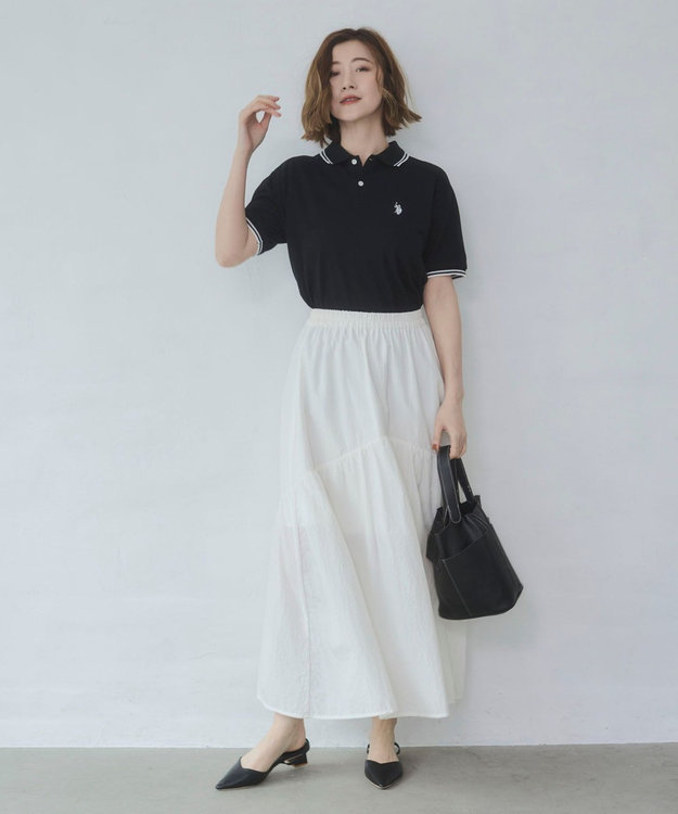 WEGO 【26年春夏新カラー登場/ユニセックス着用ITEM/SMLサイズ展開】U.S. POLO ASSN.別注ラインポロシャツ ブラック