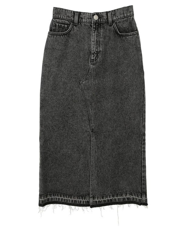 Green Parks フロントスリットデニムロングスカート Black