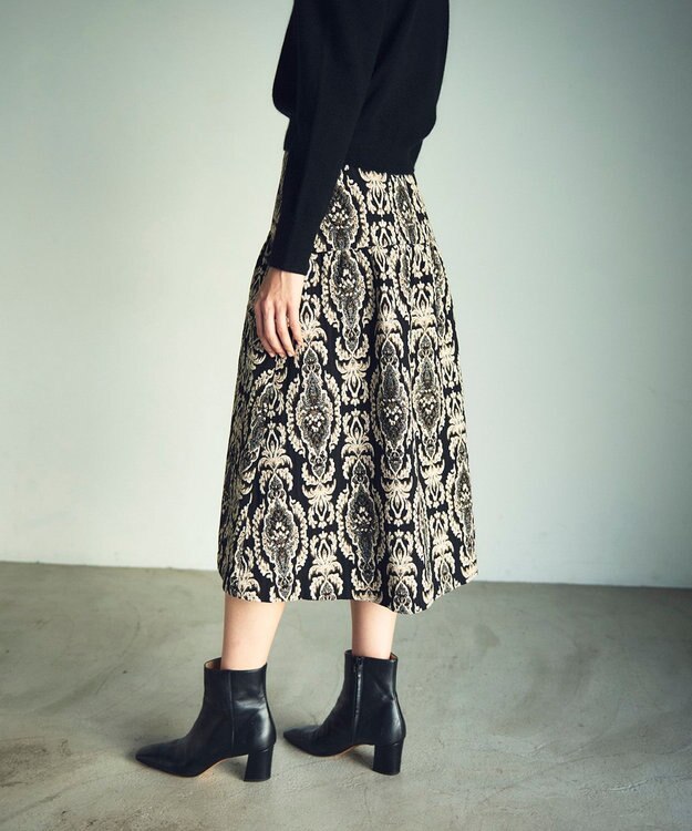 GRACE CONTINENTAL オーナメントジャガードスカート ブラック