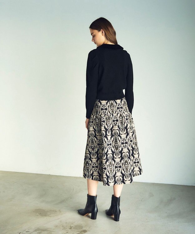 GRACE CONTINENTAL オーナメントジャガードスカート ブラック