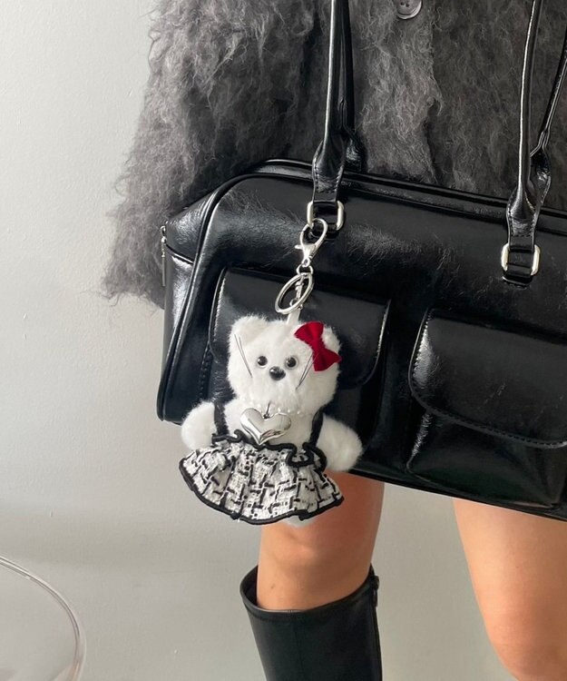 WEGO ゴージャスキャットぬいぐるみキーホルダー ホワイト