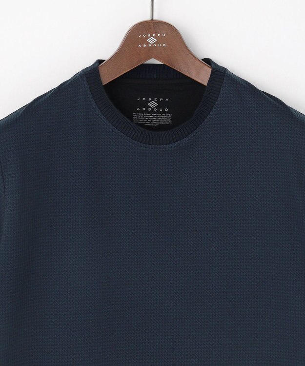 JOSEPH ABBOUD 【オーガニックコットン使用・MADE IN JAPAN】千鳥ジャカード Tシャツ ネイビー系