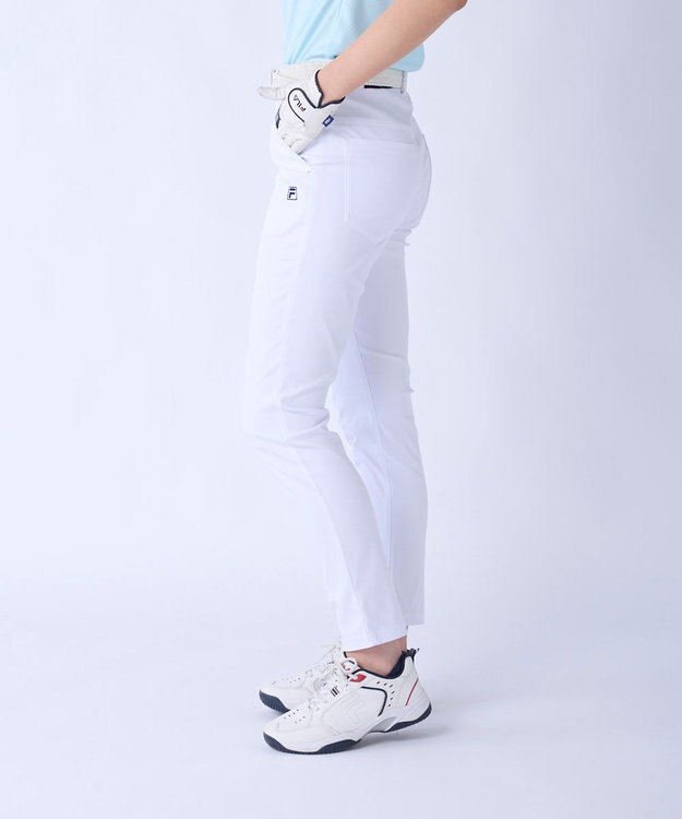 FILA GOLF／marie claire 【FILA GOLF】 ウェストロゴジャガードゴムツイルロングパンツ ホワイト