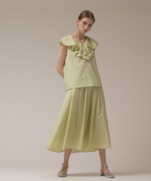 GRACE CONTINENTAL フリルカラートップ ライトグリーン