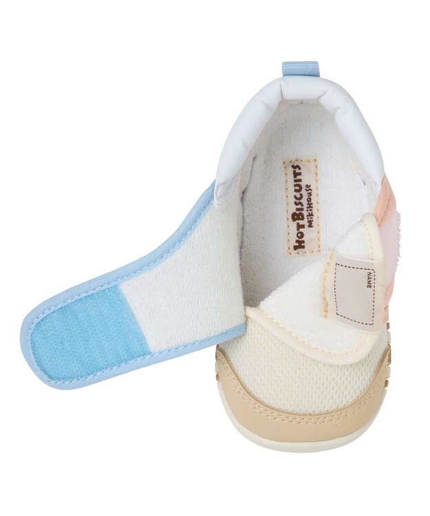 MIKI HOUSE HOT BISCUITS 【11.5cm-13.5cm】 ファーストベビーシューズ 白×ブルー