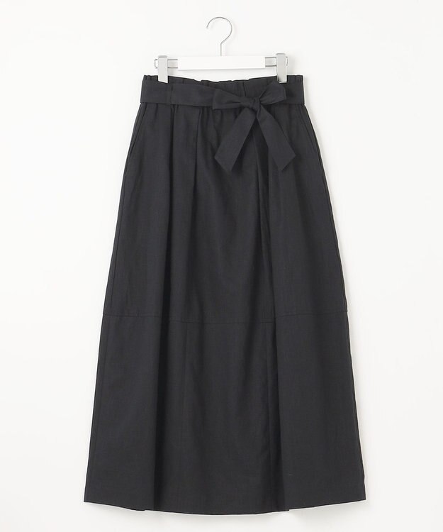 23区 L 【SLOW/洗える】リネンコットン スカート ブラック系