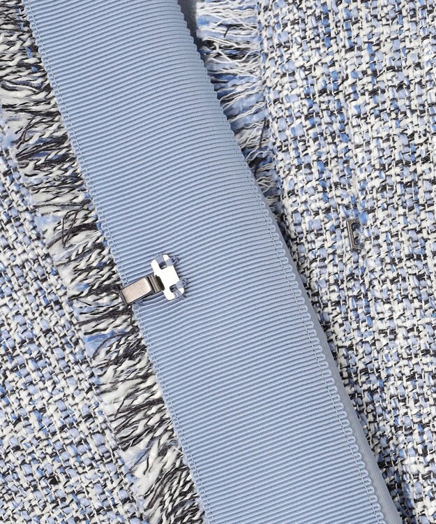 自由区 【セットアップ対応・洗える】ライトミックスツイード ジャケット ライトブルー